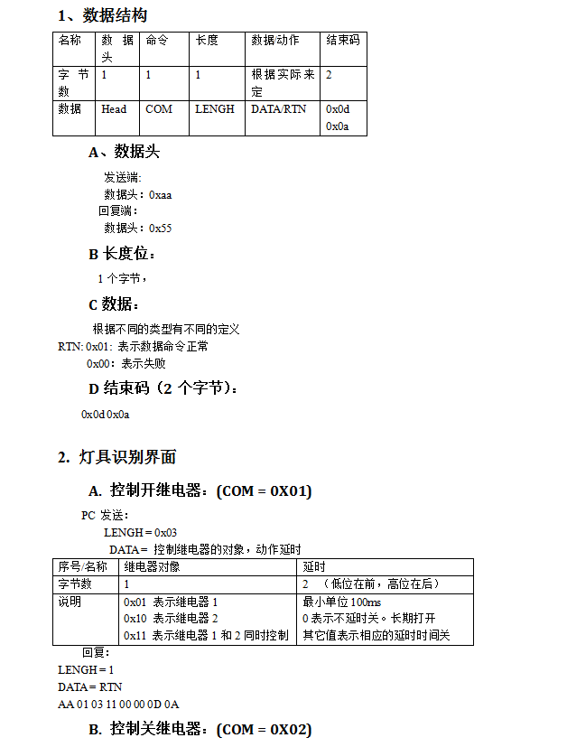 电脑控制开关继电器通讯协议