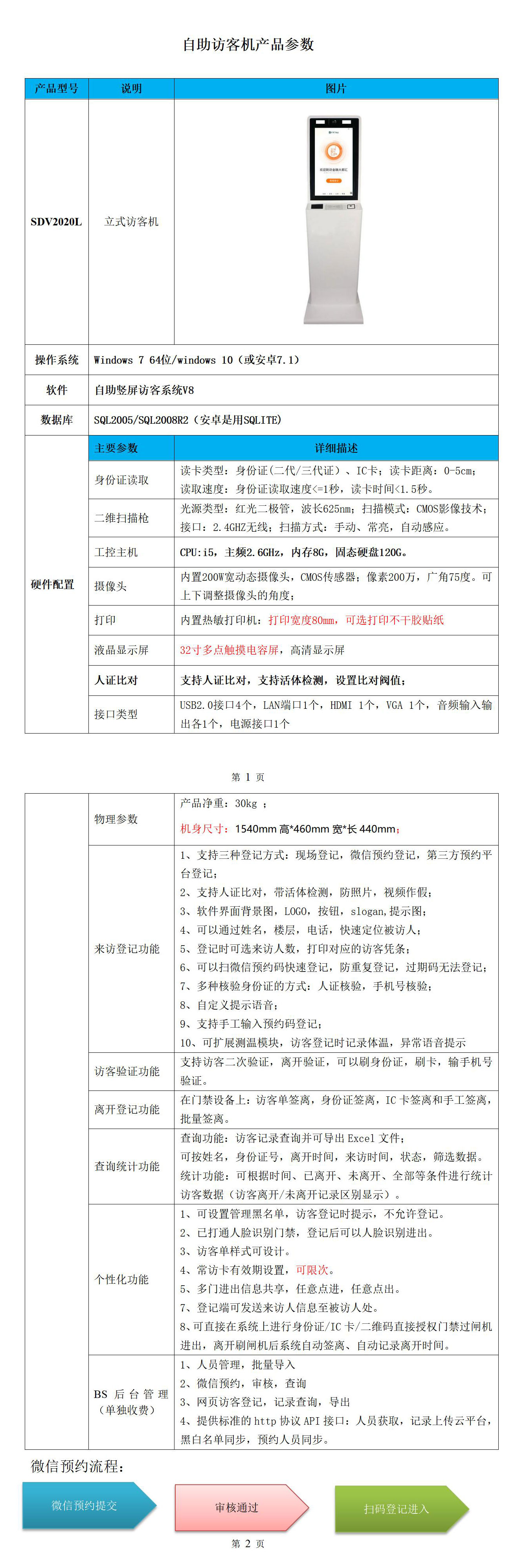 立式自助访客机SDV2020L：人证核验，打印不干胶访客作凭条，微信预约登记，第三方平台对接，公安接口，专业研发14年，买访客机就找汇欣品牌